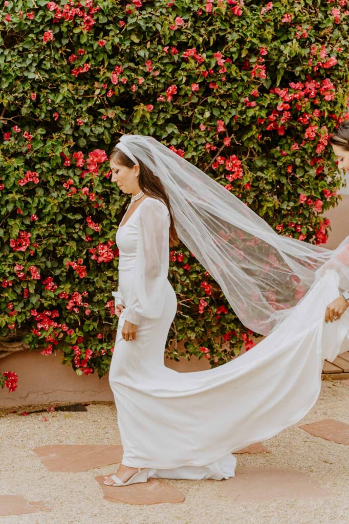 Bride walking to see her father — Desert Wedding Photography by Mattie O'Neill