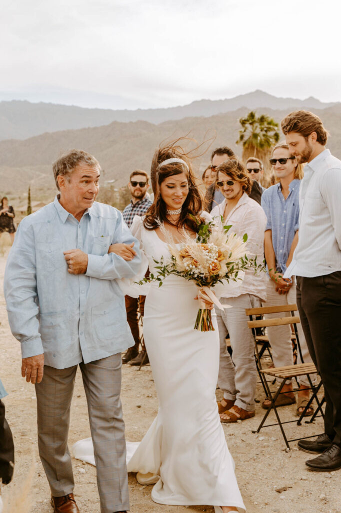 Bride and father of the bride walking down the aisle — Desert Wedding Photography by Mattie O'Neill