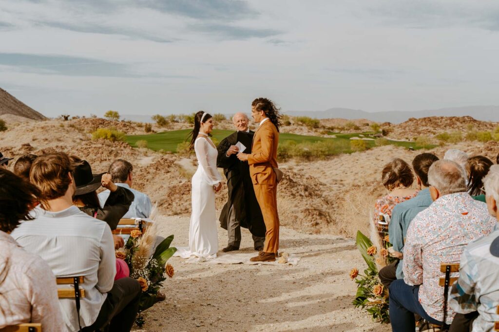 Bride and groom during ceremony — Desert Wedding Photography by Mattie O'Neill