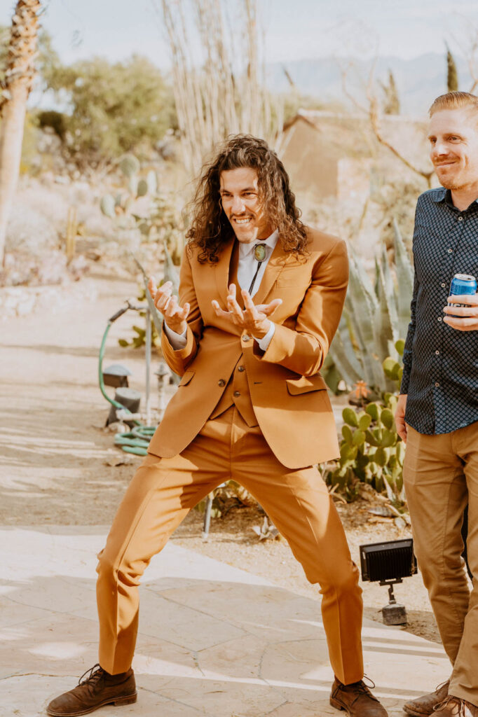 Personality shot of the groom  — Desert Wedding Photography by Mattie O'Neill