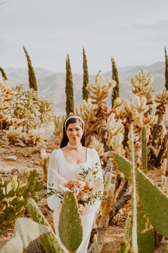 Desert portrait photo of the bride  — Desert Wedding Photography by Mattie O'Neill