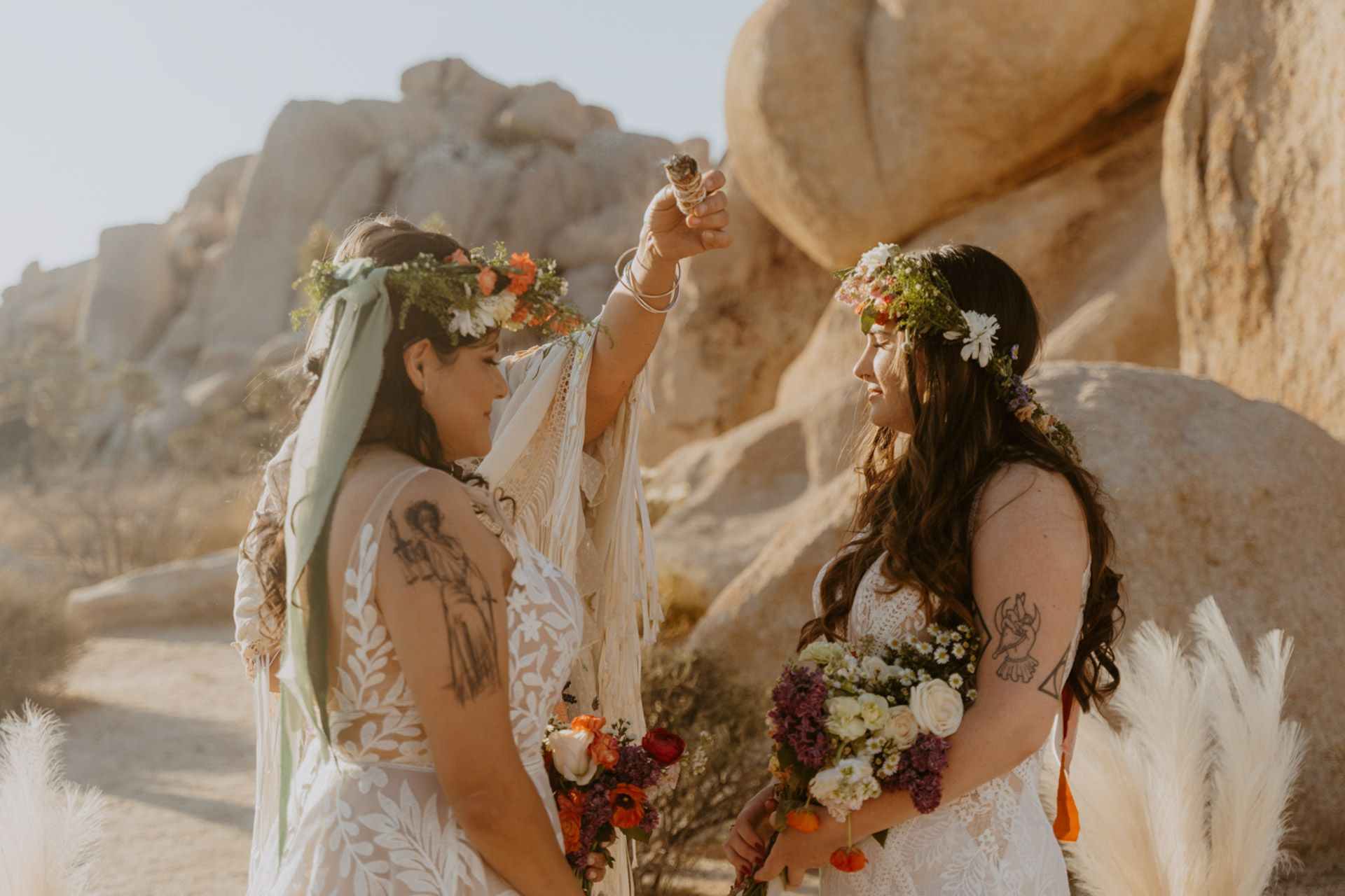 Close-up of the beautiful brides — Joshua Tree Wedding Photographer