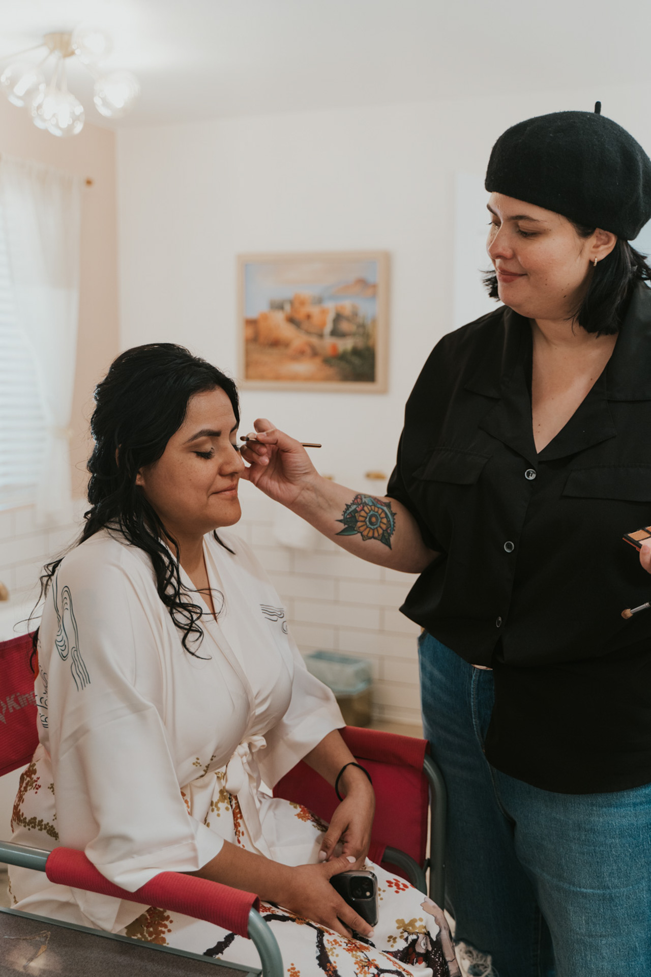 Bride getting her make-up done — Joshua Tree Wedding Photographer