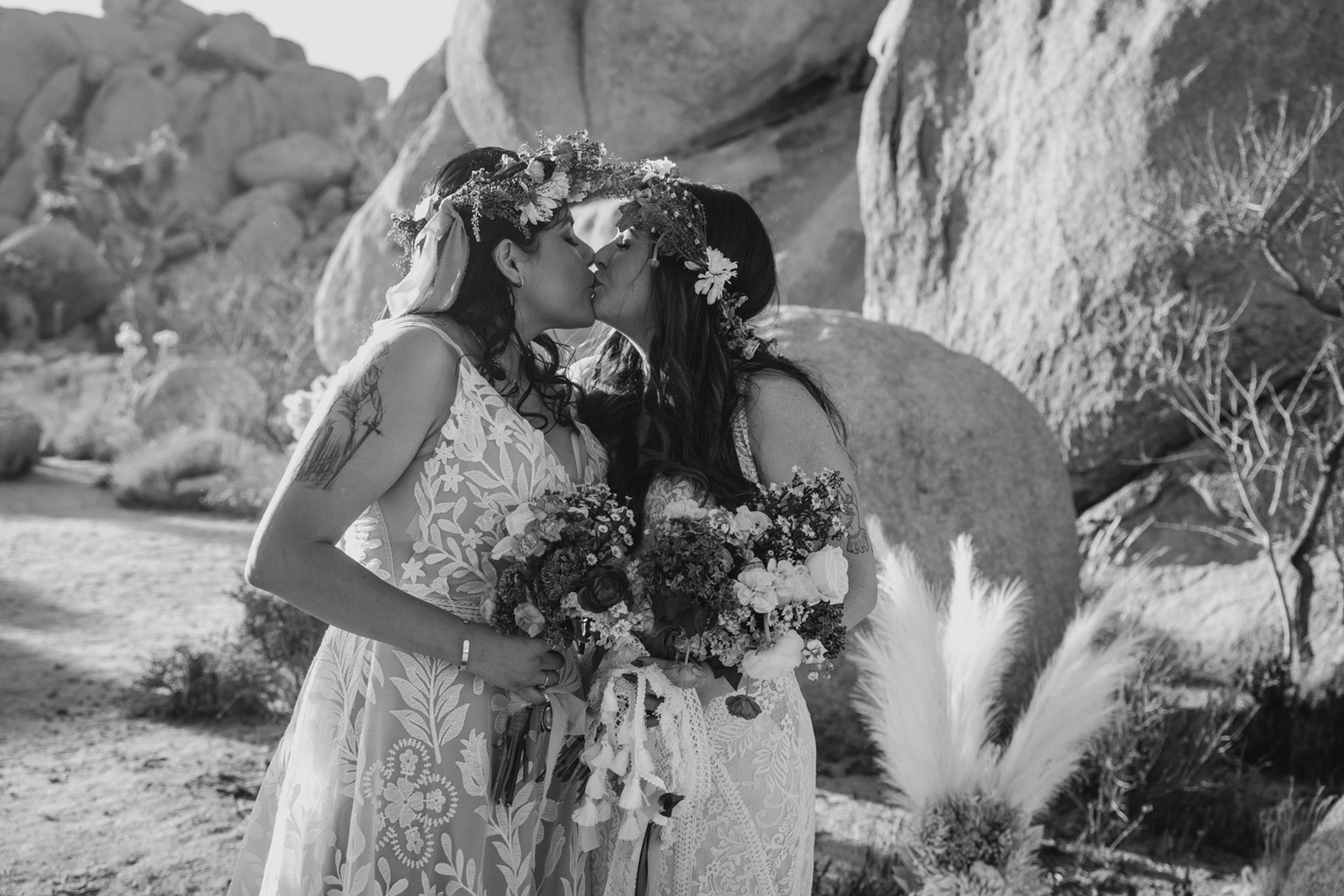 First kiss as a married couple — Joshua Tree Wedding Photographer